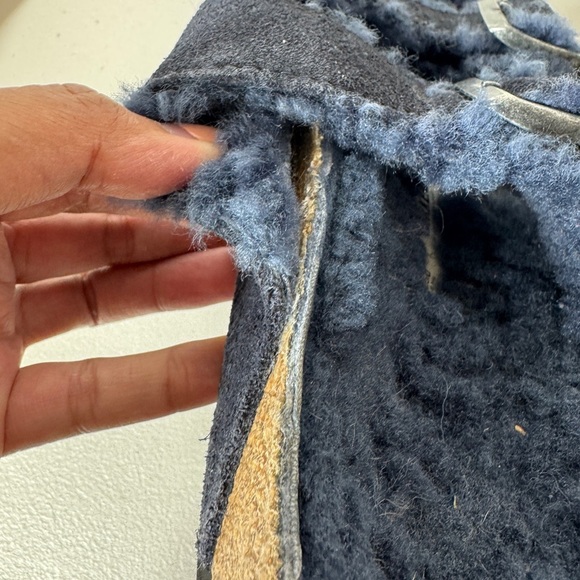 Birkenstock Arizona Shearling Sandals Navy Blue Suede Women’s 39 Fuzzy Cozy - Picture 11 of 16